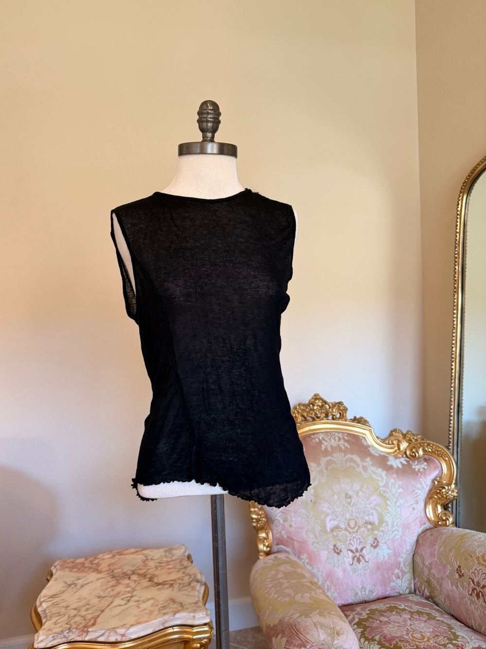 Free People Black Sheer Sleeveless Knit Tank